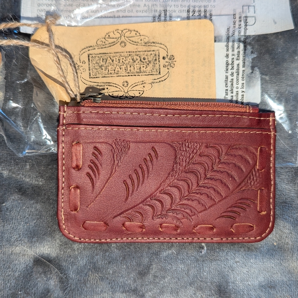 Labrado Leather - Rich Brown "Tart" Hand-Tooled Small Coin Purse - NWT - Picture 2 of 6